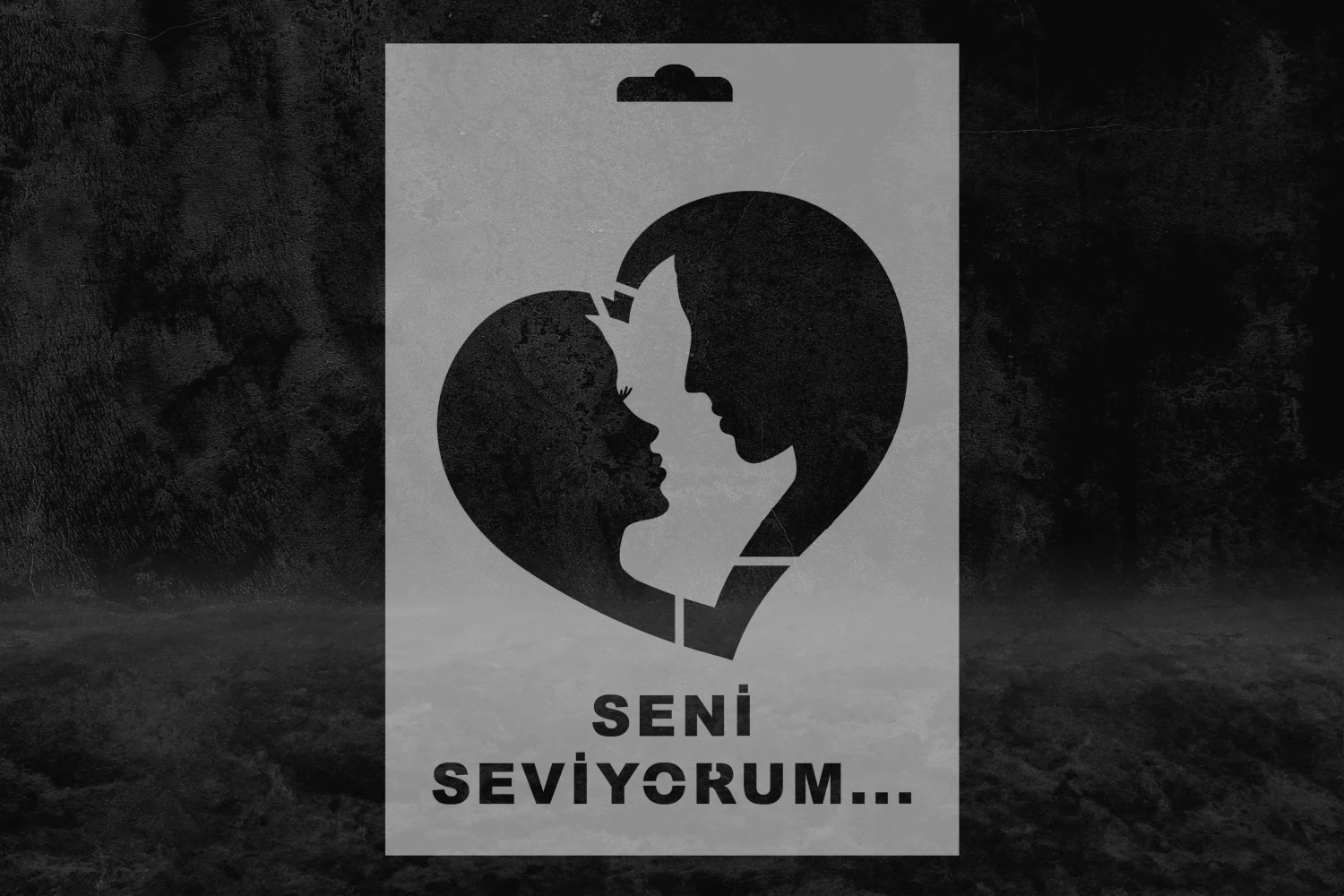 Anne ve Bebek Sevgisi Desenli Stencil Kalıbı, Seni Seviyorum Yazılı Stencil Kalıbı görsel 2